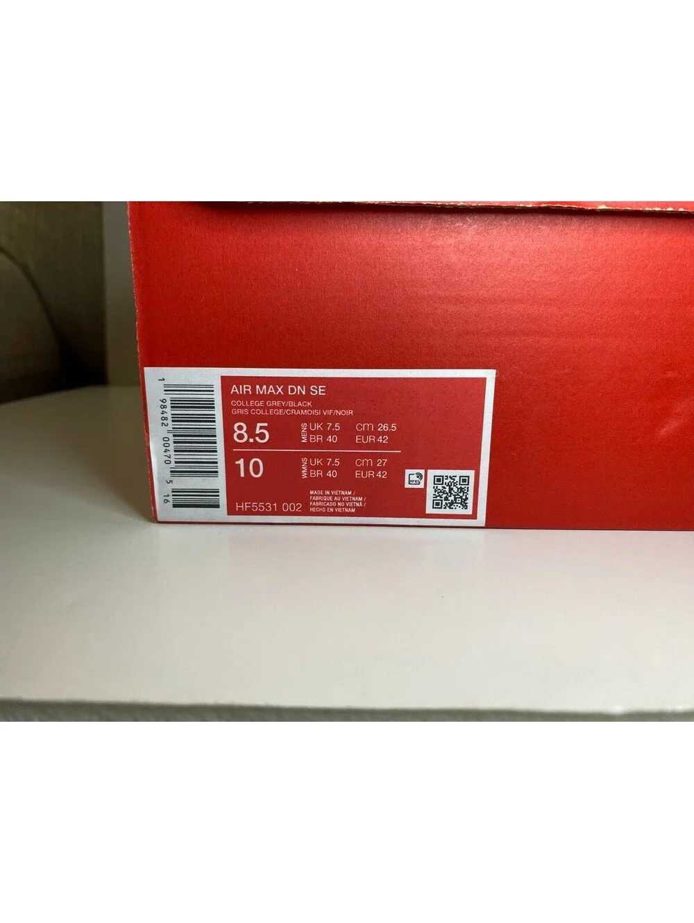 Nike Air Max DN SE HF5531-002 Mens 8.5 Sneaker College Gray Basketball Shoes